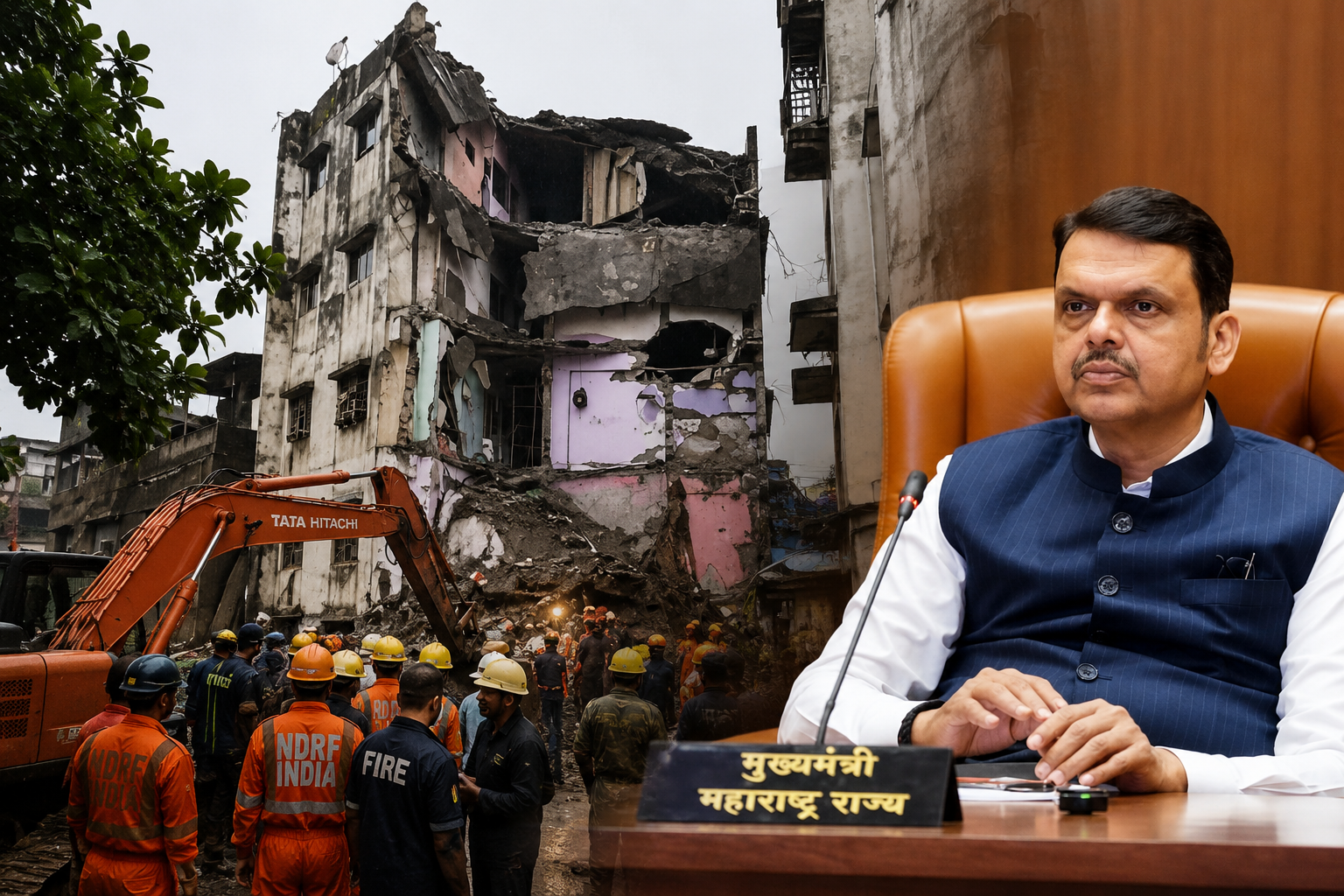 भिवंडी में चार मंजिला इमारत का हिस्सा ढहा: 9 लोगों की मौत, मुख्यमंत्री फडणवीस ने दिए जांच और एफ़आईआर के आदेश