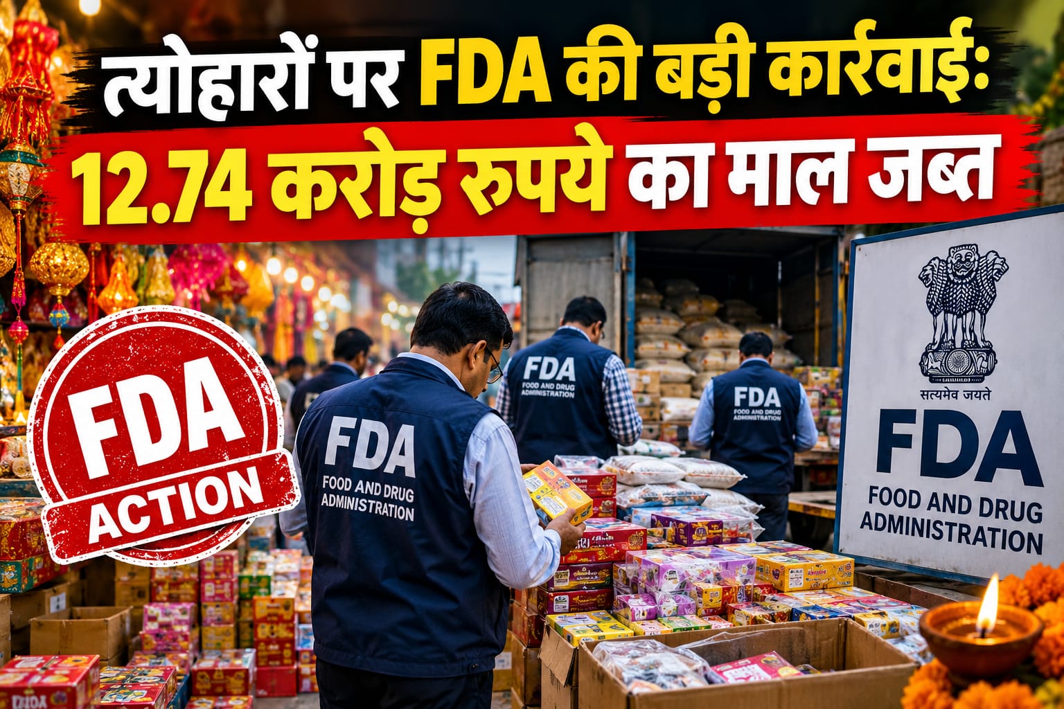 त्योहारों पर FDA की बड़ी कार्रवाई: 12.74 करोड़ रुपये का माल जब्त