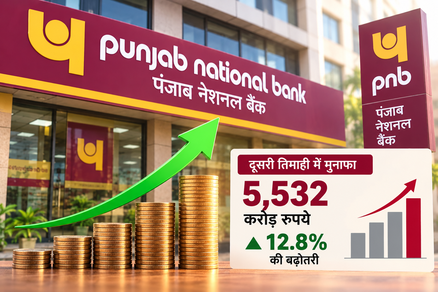 पंजाब नेशनल बैंक का दूसरी तिमाही में मुनाफा 12.8 प्रतिशत बढ़कर 5,532 करोड़ रुपये