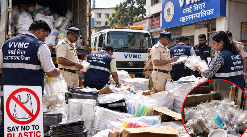 वसई में प्रतिबंधित प्लास्टिक पर VVMC की बड़ी कार्रवाई, करीब 3 टन माल जब्त